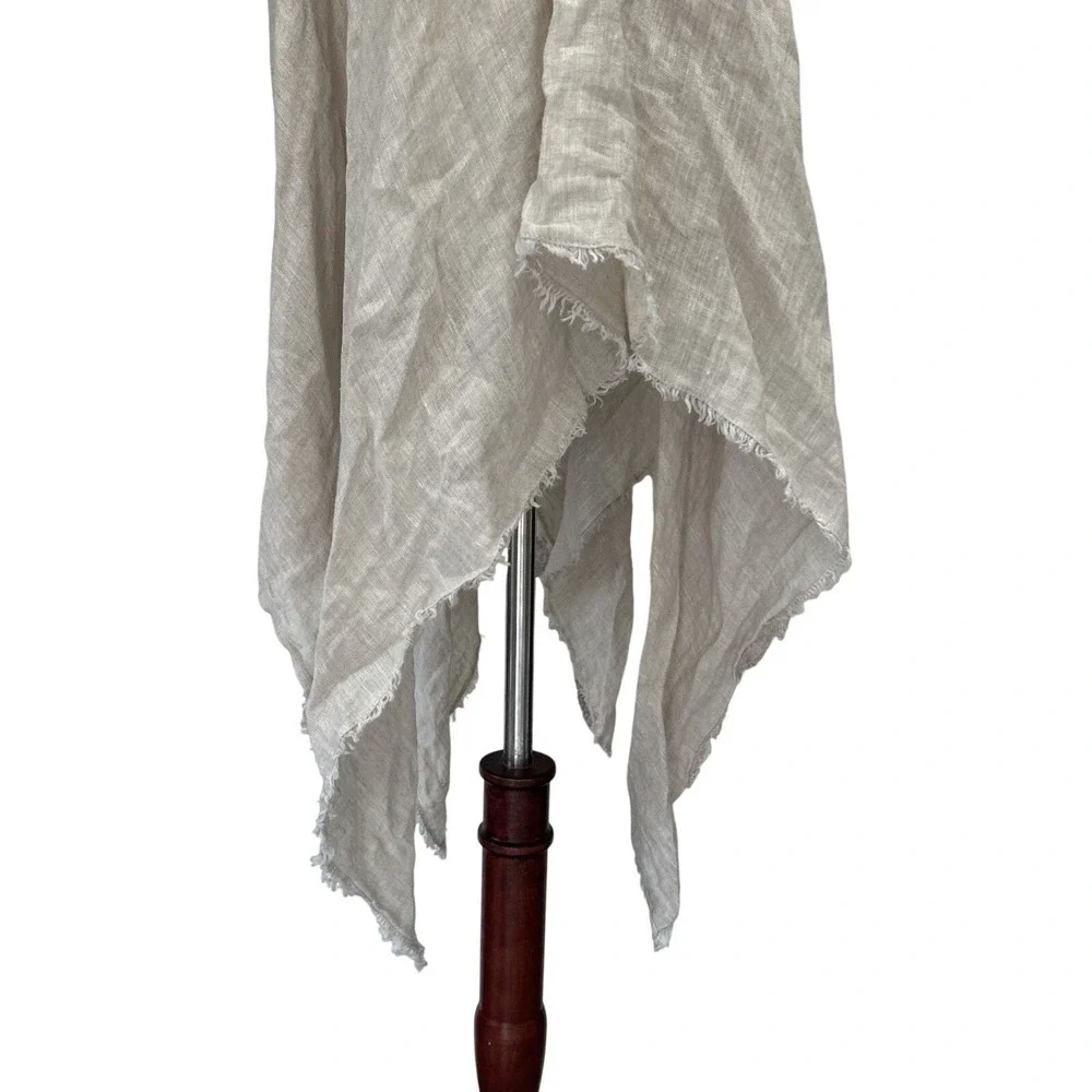 Crown Linen Designs Shawl Asymmetric 100% Linen Oatmeal Beige Natural